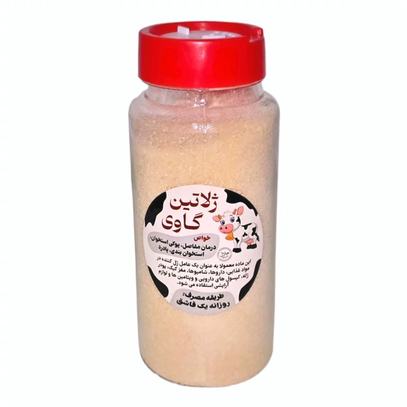 پودر ژلاتین حلال گاوی 140 گرم غدیر فدک (بهبود پوکی استخوان)