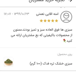 سبزی تره خشک فدک (100 گرم)