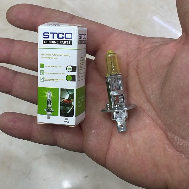 لامپ خودرو پایه h1 رنگ لیمویی 100 وات برند STCO بسته 2 عددی
