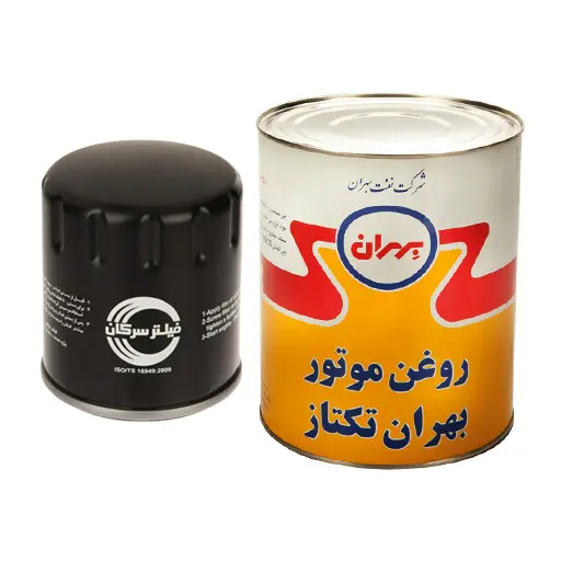 فیلتر روغن پژو 405 سرکان+روغن موتور بهران تکتاز مدل 20W-50 SG چهار لیتر