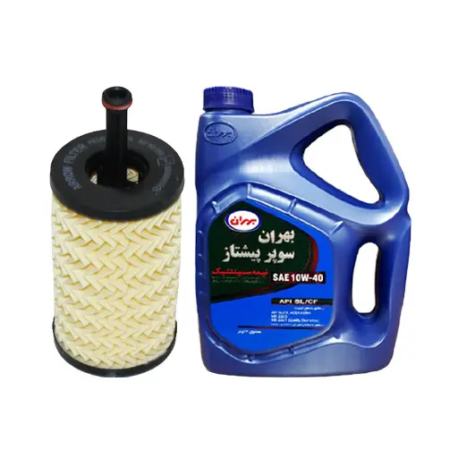 فیلتر روغن پژو 206 بلند آرو+روغن موتور بهران سوپر پیشتاز 10W-40 SL چهار لیتری