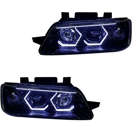 چراغ جلو اسپرت پژو 405 SLX مدرن مدل 3D-Hexa سفید داخل مشکی بدون موتور دو عددی
