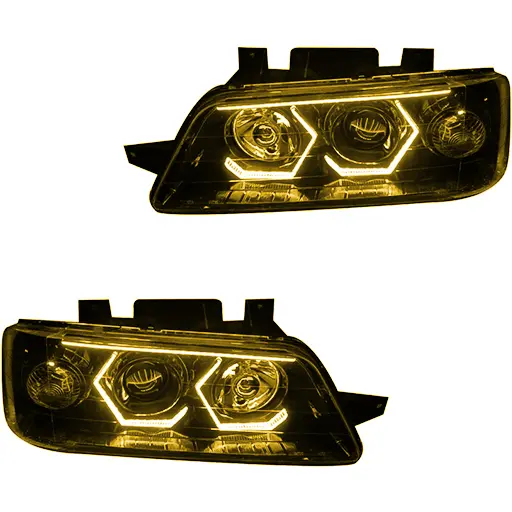 چراغ جلو اسپرت پژو 405 SLX مدرن مدل 3D-Hexa انبه ای داخل مشکی بدون موتور دو عددی