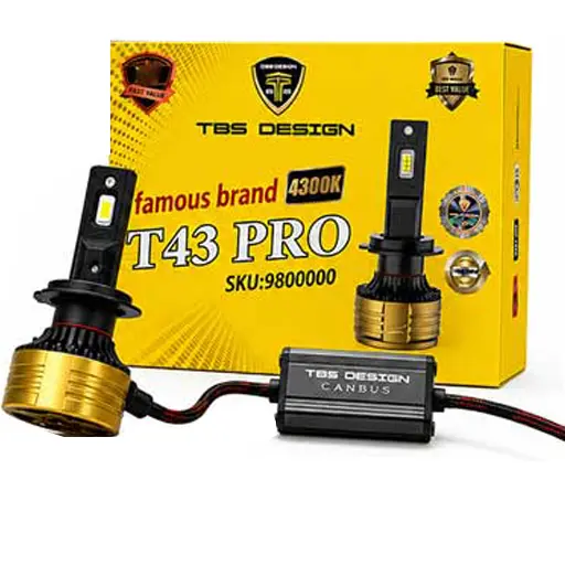 هدلایت پژو 405 توبیز مدل T43 PRO پایه H4 زرد فابریک اورجینال بسته 2 عددی