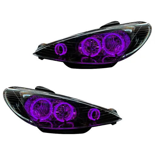 چراغ جلو اسپرت پژو 206 مدرن مدل 3D-Ring-Purple 2 عددی