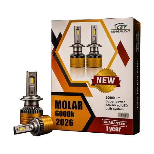 هدلایت LED تیکار مدل MOLAR 2026 پایه H4 شدت 20000 لومن سفید یخی